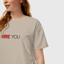 Женская футболка хлопок Oversize I hate/love you - фото 2