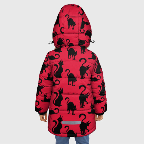Зимняя куртка для девочек 3D Коты, цвет красный - фото 4
