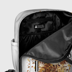 Рюкзак с принтом Лисичка спит в листьях для женщины, вид на модели спереди №5. Цвет основы: белый