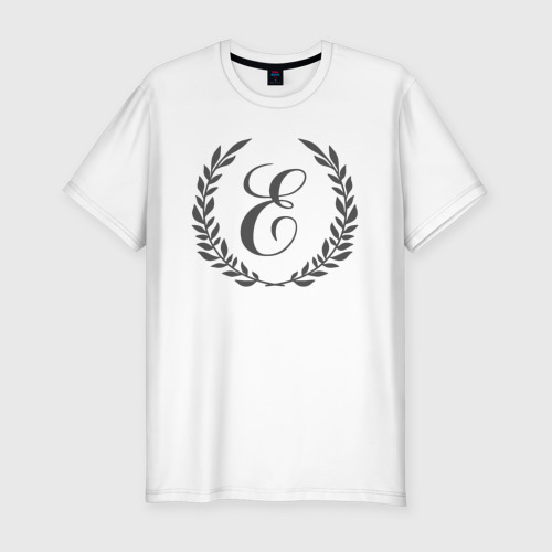 Мужская футболка хлопок Slim Монограмма с буквой Е, цвет белый