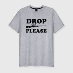 Drop Please – Мужская футболка хлопок Slim с принтом купить