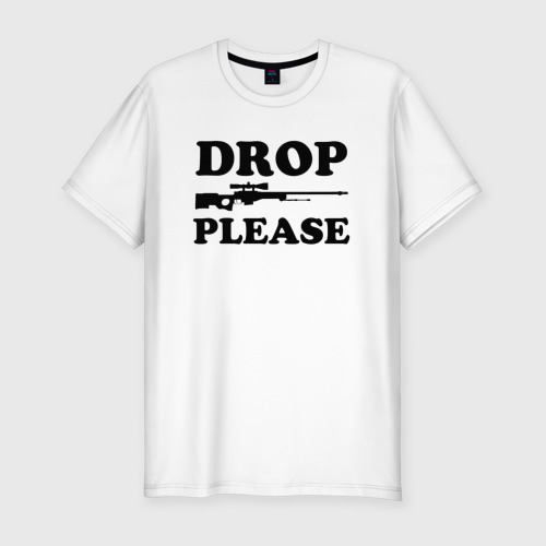 Мужская футболка приталенная из хлопка с принтом Drop Please, вид спереди №1
