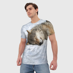 Мужская футболка 3D Спящий Волк - фото 2