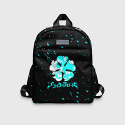 Детский рюкзак 3D Логотип черный клевер с голубыми брызгами