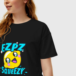 Женская футболка хлопок Oversize Easy Peasy Lemon Squeezy - фото 2