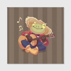 Холст с принтом Лягушка-фермер с гитарой для любого человека, вид спереди №2. Цвет основы: белый