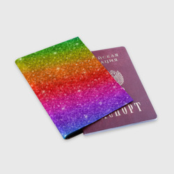Обложка для паспорта матовая кожа Блестки радуги - фото 2