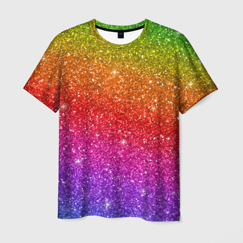 Мужская футболка 3D Блестки радуги, цвет 3D печать