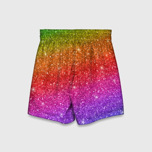 Детские спортивные шорты 3D Блестки радуги, цвет 3D печать - фото 2