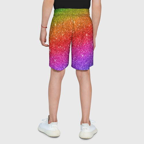 Детские спортивные шорты 3D Блестки радуги, цвет 3D печать - фото 5