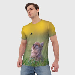 Мужская футболка 3D Лисенок  и пчелка - фото 2