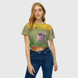 Женская футболка Crop-top 3D Лисенок  и пчелка - фото 2