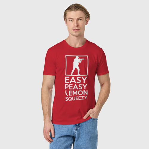 Мужская футболка хлопок Изи пизи лемон сквизи CS GO, цвет красный - фото 3