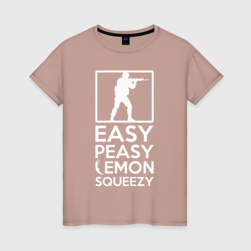 Женская футболка хлопок Изи пизи лемон сквизи CS GO, цвет пыльно-розовый