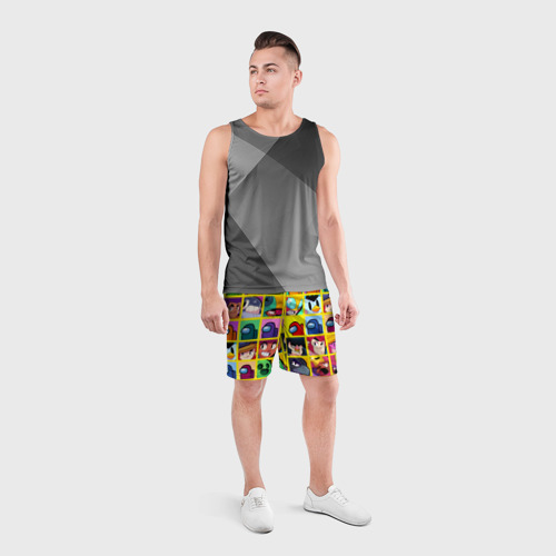 Мужские шорты спортивные Among Us + Brawl Stars Персонажи, цвет 3D печать - фото 4