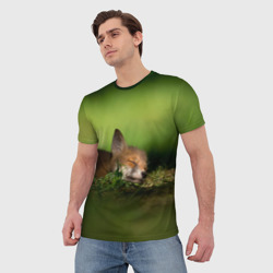 Мужская футболка 3D Сонный лисенок - фото 2