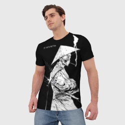 Мужская футболка 3D Самурай скелет с трубкой - фото 2