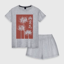 Женская пижама с шортиками хлопок Призрачный цветок