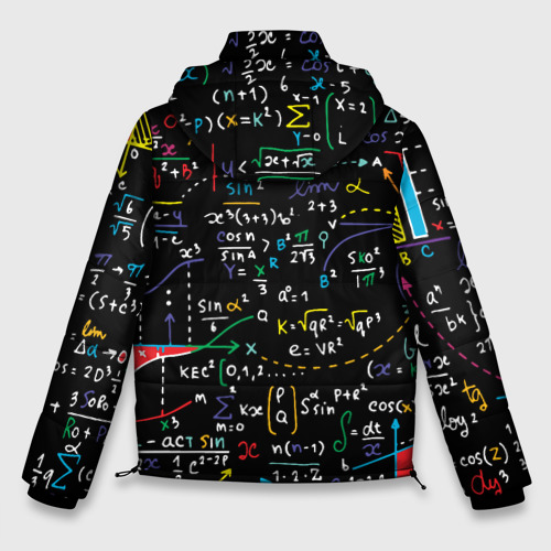 Мужская зимняя куртка 3D с принтом Математические формулы, вид сзади #1