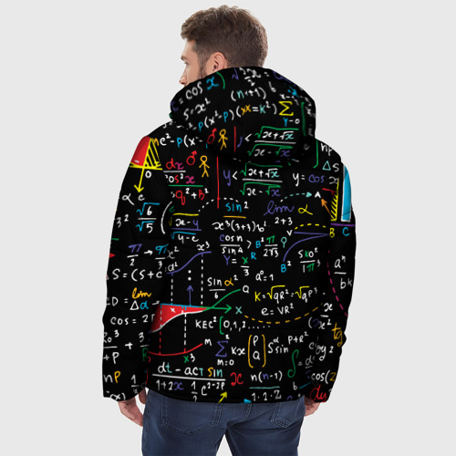 Мужская зимняя куртка 3D с принтом Математические формулы, вид сзади #2