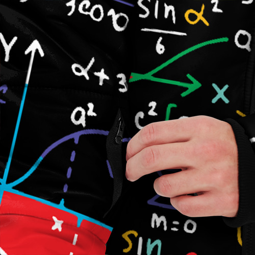 Мужская зимняя куртка 3D с принтом Математические формулы, вид сбоку #3