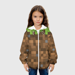 Куртка с принтом Minecraft камуфляж для ребенка, вид на модели спереди №3. Цвет основы: белый