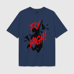 Мужская футболка Oversize хлопок texturе Fly high! волейбол