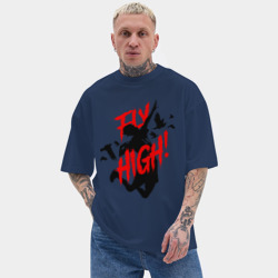 Мужская футболка Oversize хлопок texturе Fly high! волейбол - фото 2