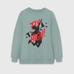 Женский свитшот oversize без начеса хлопок Fly high! волейбол