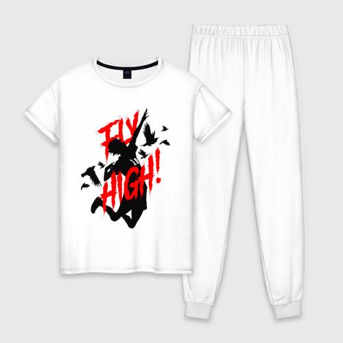 Женская пижама хлопок Fly high! волейбол, цвет белый