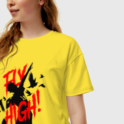 Женская футболка хлопок Oversize Fly high! волейбол - фото 2