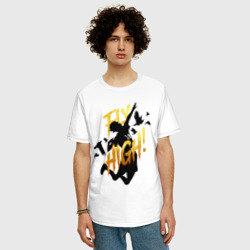 Мужская футболка хлопок Oversize Fly high gold ver - фото 2