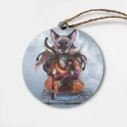 Деревянная игрушка круг Кот-йог