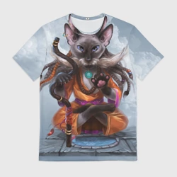 Мужская футболка 3D Кот-йог