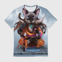 Мужская футболка 3D Кот-йог