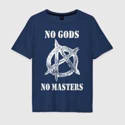 Мужская футболка хлопок Oversize No Gods no masters - Анархия