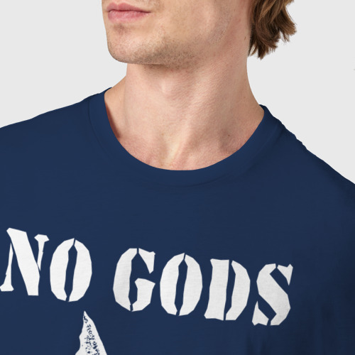 Мужская футболка хлопок No Gods no masters - Анархия, цвет темно-синий - фото 6