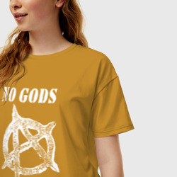 Женская футболка хлопок Oversize NO GODS NO MASTERS - фото 2