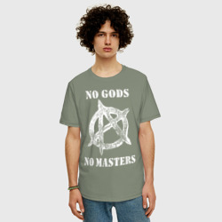 Мужская футболка хлопок Oversize No Gods no masters - Анархия - фото 2