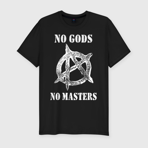 Мужская футболка хлопок Slim No Gods no masters - Анархия