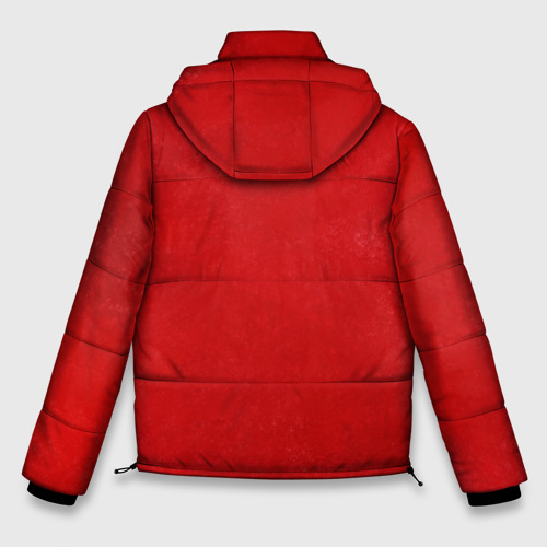 Мужская зимняя куртка 3D Человек Бензопила на красном фоне, цвет светло-серый - фото 2