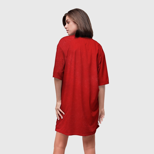 Платье-футболка 3D Человек Бензопила на красном фоне, цвет 3D печать - фото 4