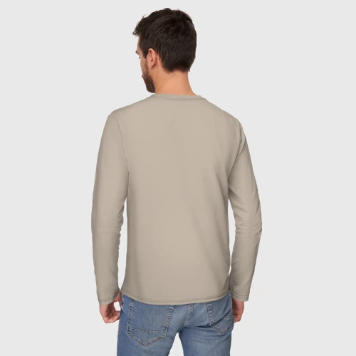 Мужской лонгслив хлопок с принтом Dr Stone E=mc2, вид сзади #2