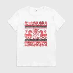 Женская футболка хлопок Славянский оберег Кони
