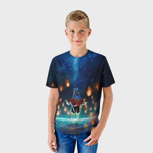 Детская футболка 3D Ренгоку Кёджуро Клинок демонов, цвет 3D печать - фото 3