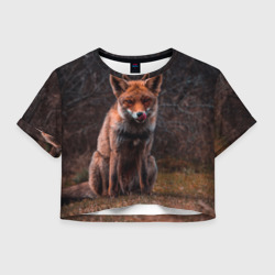 Женская футболка Crop-top 3D Хищная лисица