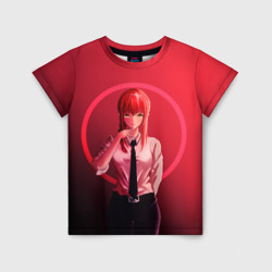 Детская футболка 3D Макима на красном фоне