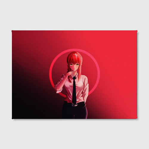 Холст прямоугольный Макима на красном фоне, цвет 3D печать - фото 2