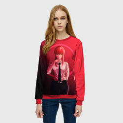 Женский свитшот 3D Макима на красном фоне - фото 2