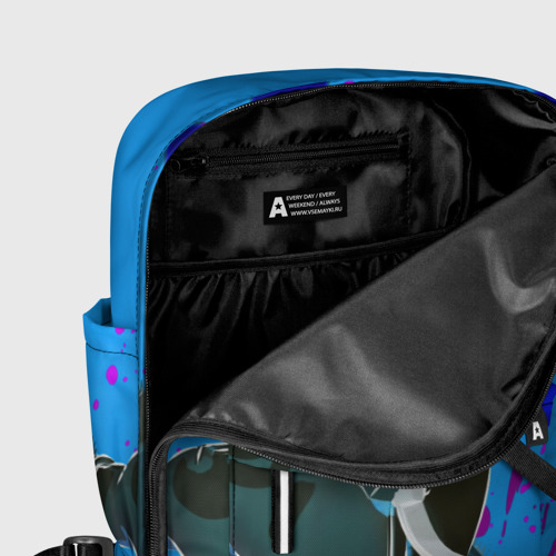 Женский рюкзак 3D с принтом Человек-Бензопила на голубом фоне, фото #5